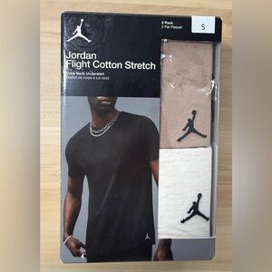 Nike Jordan Flight Cotton Stretch Crew Neck Tee 2 Pack Brown Beige Mens Size‎ S